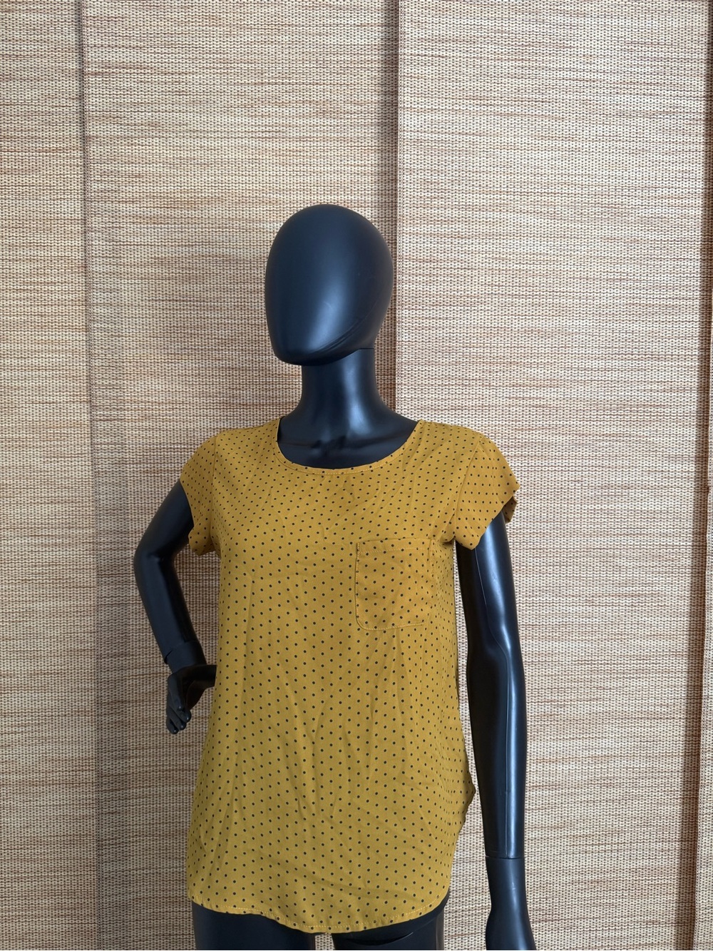 Lily White Mustard Short-Sleeve Polka Dot Top